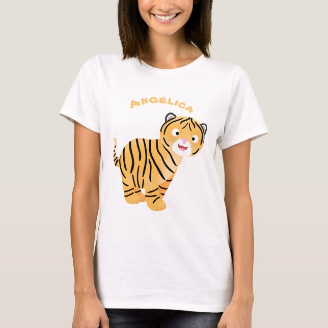 Camiseta Bicho de tigre feliz e bonito (Frente)