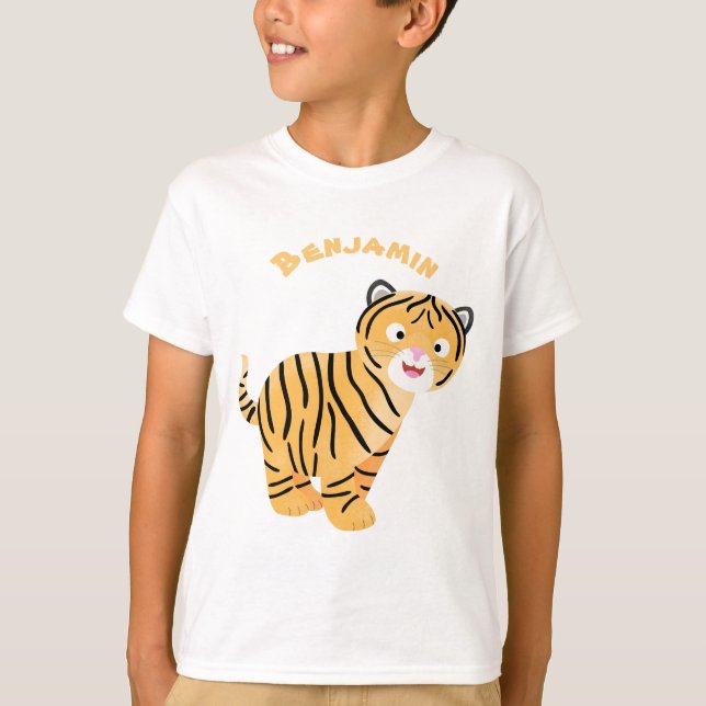 Camiseta Bicho de tigre feliz e bonito (Frente)