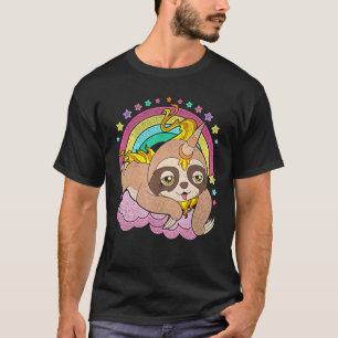 Camiseta Bicho Mágico Fofo Arco-íris Slothicorn Preguiça U