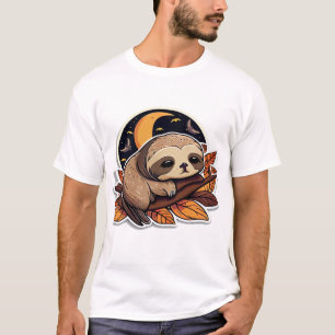 Camiseta bicho-preguiça abóbora Halloween adesivo estilo 2