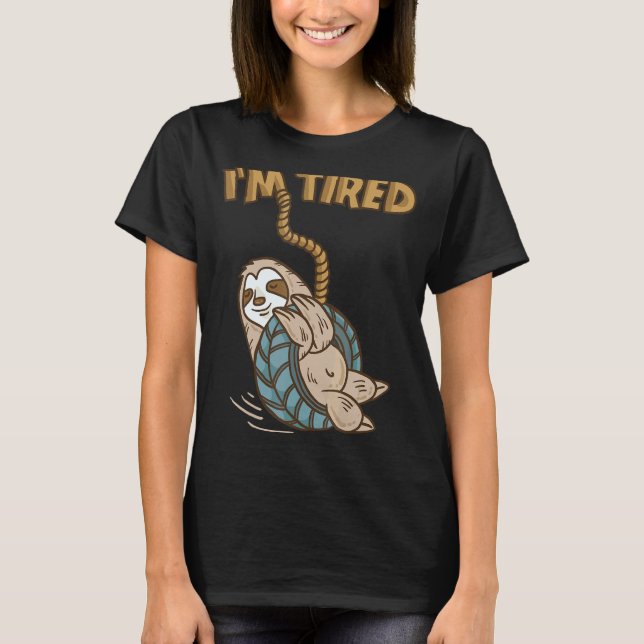 Camiseta Bicho Preguiça Cansado Brincando Com Balanço De Pn (Frente)