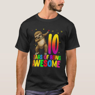 Camiseta Bicho Preguiça de Aniversário de 10 Anos Dabbing A