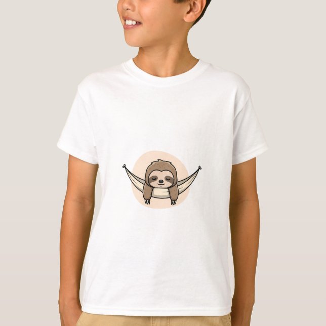 Camiseta Bicho-Preguiça de Rede Crianças Relaxadas (Frente)