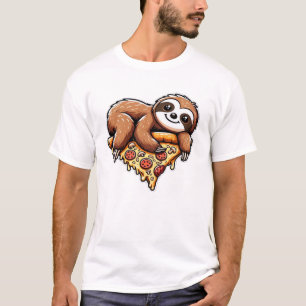 Camiseta Bicho-preguiça engraçado comendo Pizza, Amante de