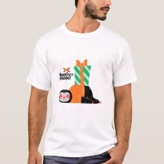 Camiseta Bicho-Preguiça Fofo com Presente de Natal Design d