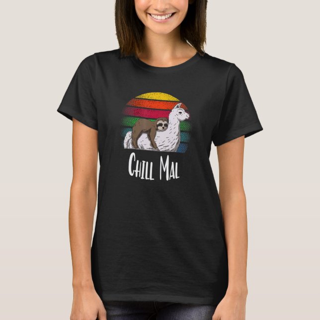 Camiseta Bicho-Preguiça Mal Com Llama Diversão Alpaca (Frente)