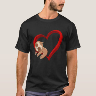 Camiseta Bicho-preguiça Preguiçoso Fofo Segurando Coração A