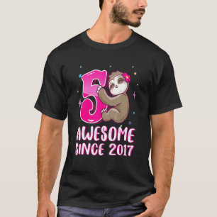 Camiseta Bicho Preguiça Rosa Fofa de 5 Anos de Idade Menina