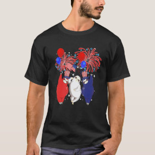 Camiseta Bicho-Preguiça Vermelho Branco Azul Fofo & Bandeir