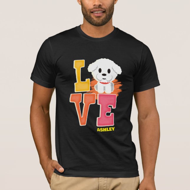 Camiseta Bichon Frisé ama cores bonitinhas (Frente)