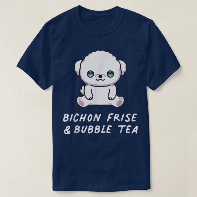 Camiseta Bichon Frise & Bubble Tea Kawaii - Cachorro de Ani (Frente do Design)