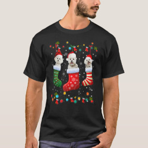 Camiseta Bichon Frise Cachorro Meias de Natal Xmas Pajama C