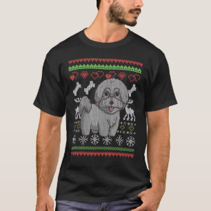 Camiseta Bichon Frise Cachorro Papai Noel Noel Noel Patinho