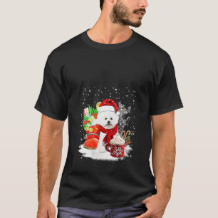 Camiseta Bichon Frise Cog Santa Hat Festa Natal Gi