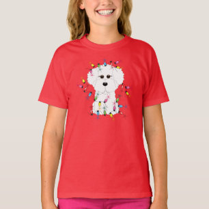 Camiseta Bichon Frise com luzes de Natal