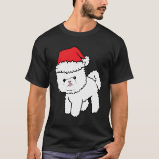 Camiseta Bichon Frise Dog Com Santa Hat Natal Bichon F