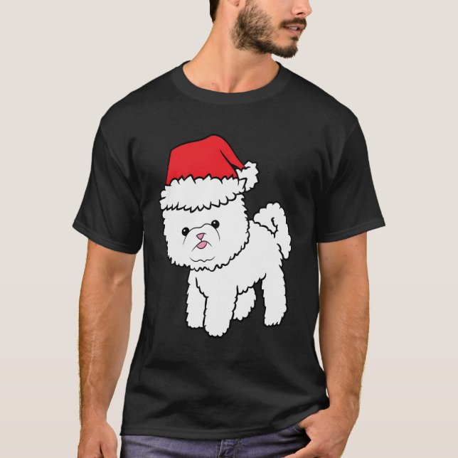 Camiseta Bichon Frise Dog Com Santa Hat Natal Bichon F (Frente)