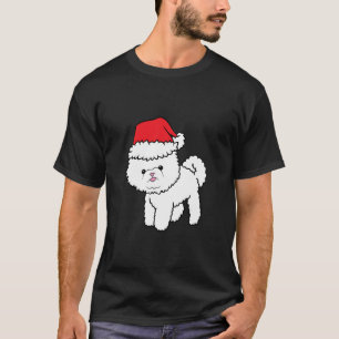 Camiseta Bichon Frise Dog Com Santa Hat Natal Bichon F