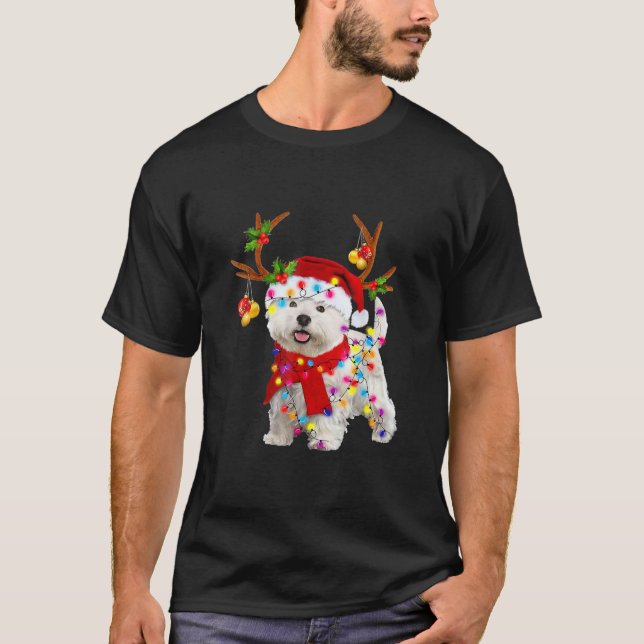 Camiseta Bichon Frise Dog renas Papais noeis Natal Engraçad (Frente)