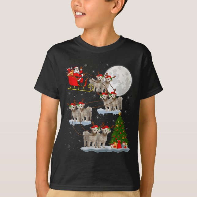 Camiseta Bichon Frise Dog Santa Sleigh Flying Funny Magical (Frente)