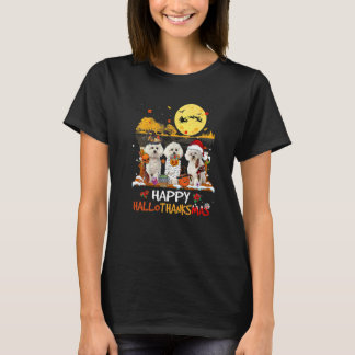 Camiseta Bichon Frise Feliz Hallothanksmas Halloween Dia de