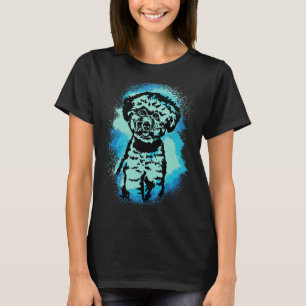 Camiseta Bichon Frise Paint Design Azul Cão Mãe Pai