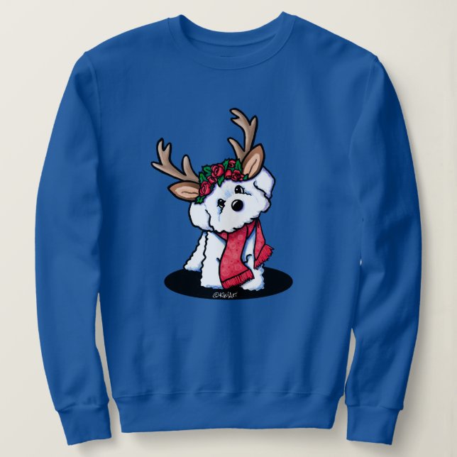 Camiseta Bichon Frise Reindeer Sweet de Natal (Frente do Design)