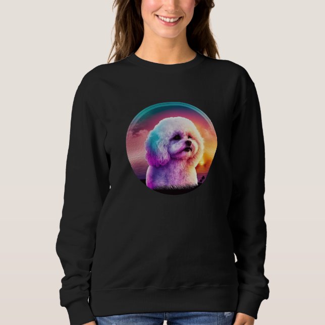 Camiseta Bichon Frise Synthwave 80s Retrowave Aesthetic  1 (Frente)