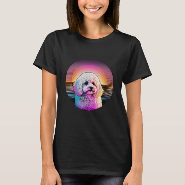 Camiseta Bichon Frise Synthwave 80s Retrowave Aesthetic  2 (Frente)