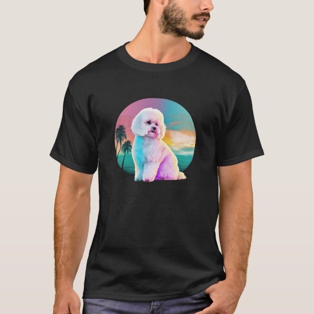 Camiseta Bichon Frise Vaporwave Retrowave Aesthetic (Frente)