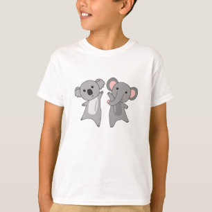 Camiseta Bichos De Elefante Koala Para Crianças