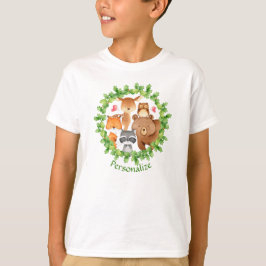 Camiseta Bichos de Floresta Bear Raccoon Squirrel Aniversár