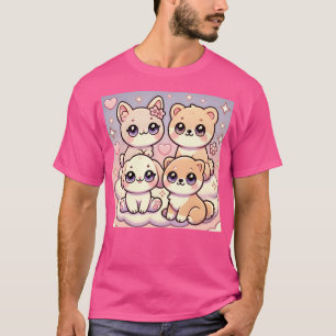 Camiseta Bichos De Kawaii - Gato De Coelhinho De Shiba E Ur