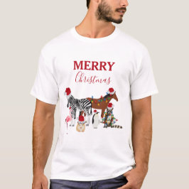 Camiseta Bichos de Natal engraçados e bonitos Noel Hats Lig