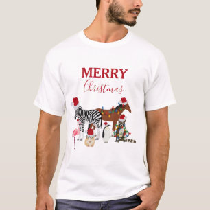 Camiseta Bichos de Natal engraçados e bonitos Noel Hats Lig