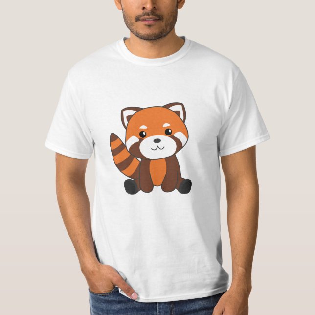 Camiseta Bichos De Panda Vermelha Para Crianças Kawaii (Frente)