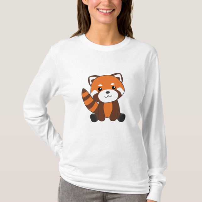 Camiseta Bichos De Panda Vermelha Para Crianças Kawaii (Frente)