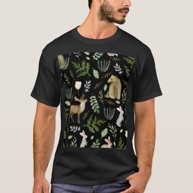 Camiseta Bichos: Desenho Da Mão De Aquarela. (Frente)