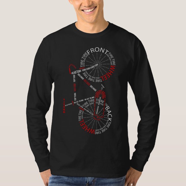 Camiseta Bicicleta Anatomia Partes de Bicicleta Ciclo Verti (Frente)
