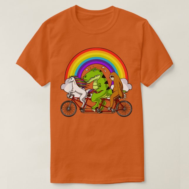Camiseta Bicicleta Andada de Dinossauro Unicorn (Frente do Design)