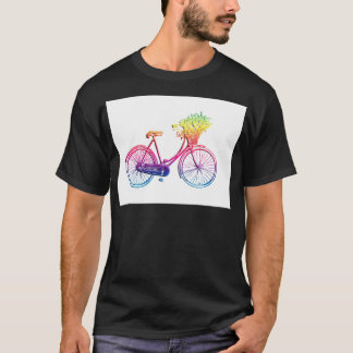Camiseta Bicicleta Arco-Íris com Flor