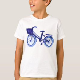 Camiseta Bicicleta azul da aguarela
