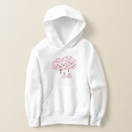 Camiseta Bicicleta Azul Escuro Flor Cor-de-cereja rosa Bici