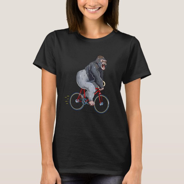 Camiseta Bicicleta Bicicleta Biker Gorilla Riding (Frente)