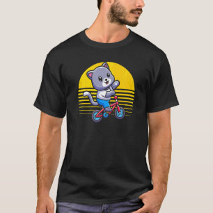 Camiseta Bicicleta BMX Fofa de Gato Meninos Meninas