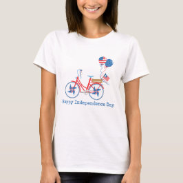 Camiseta Bicicleta Branca Vermelha e Azul 4 de julho