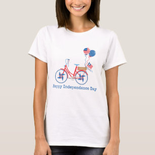 Camiseta Bicicleta caprichosa do Dia 4 de Julho Vermelho Br