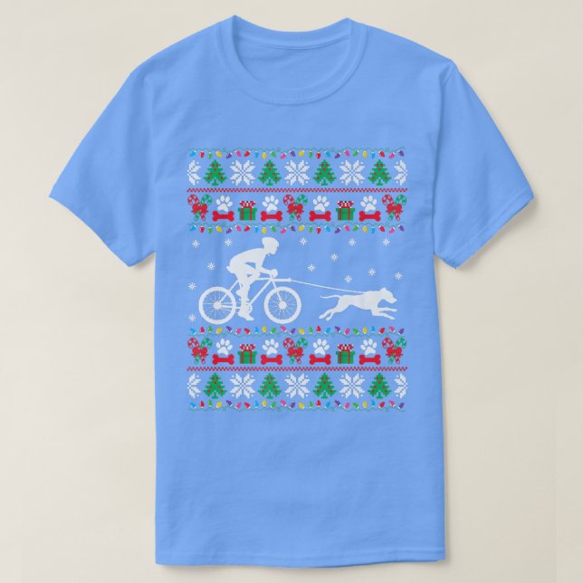 Camiseta Bicicleta Com Cachorro De Natal Feio Xm (Frente do Design)