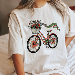 Camiseta Bicicleta Com Cesto de Flores