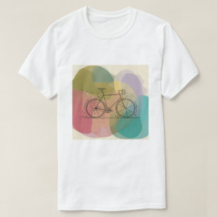 Camiseta Bicicleta contra um pano de fundo de formas abstra